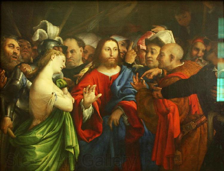 Lorenzo Lotto The adulterous woman. Germany oil painting art